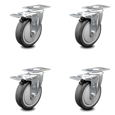 SERVICE CASTER Cambro Dish Caddies Swivel Caster with Total Lock Brake Replace Set - SCC CAM-SCC-TTL20S514-TPRB-4